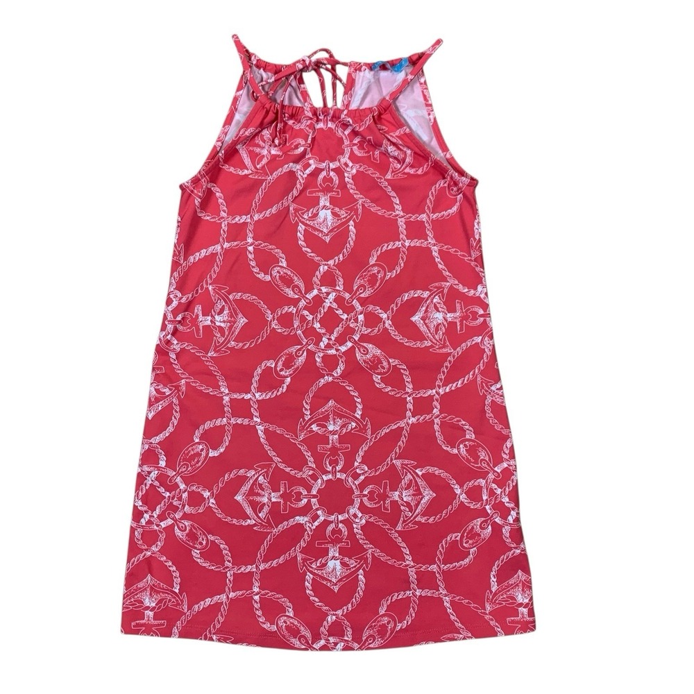 J McLaughlin Red Nautical Anchor Print Shift Dress Halter Tie Back Girl's 6